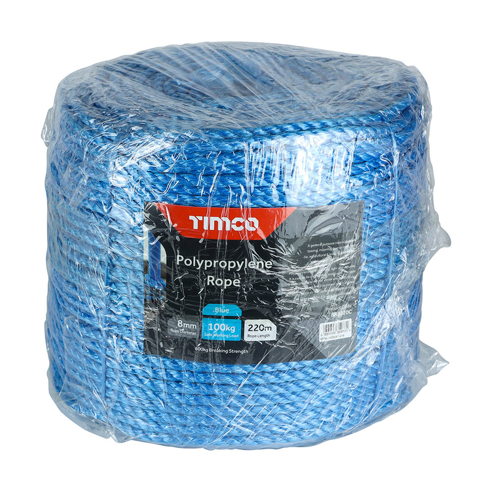 TIMCO Polypropylene Rope Long Coil - Blue (8mm x 220m)